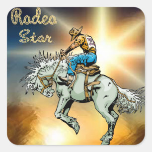 Adesivo Quadrado Autocolantes de cavaleiro do Rodeo Ocidental