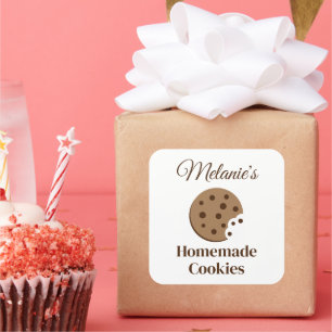 Adesivo Quadrado Autocolantes de chocolate caseiros com chip de cho