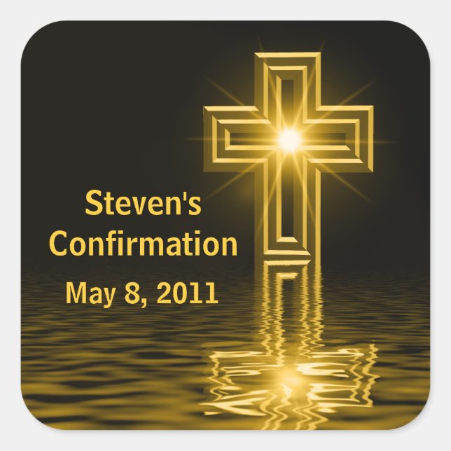 Adesivo Quadrado Autocolantes de Confirmação Personalizados (Frente)