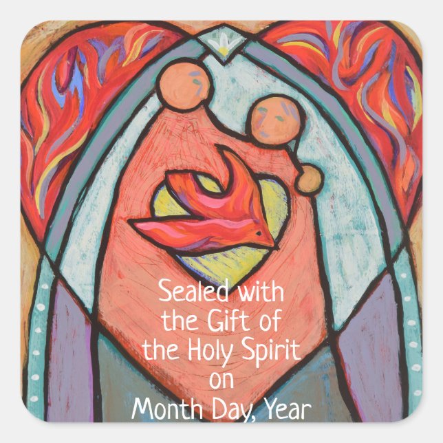 Adesivo Quadrado Autocolantes de Data Personalizáveis de Confirmaçã (Frente)