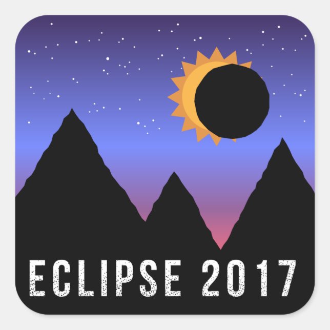 Adesivo Quadrado Autocolantes de Eclipse Solar 2017 (Frente)