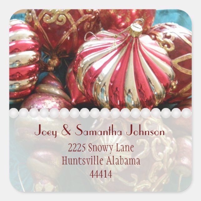 Adesivo Quadrado Autocolantes de Endereço de Ornamento (Frente)