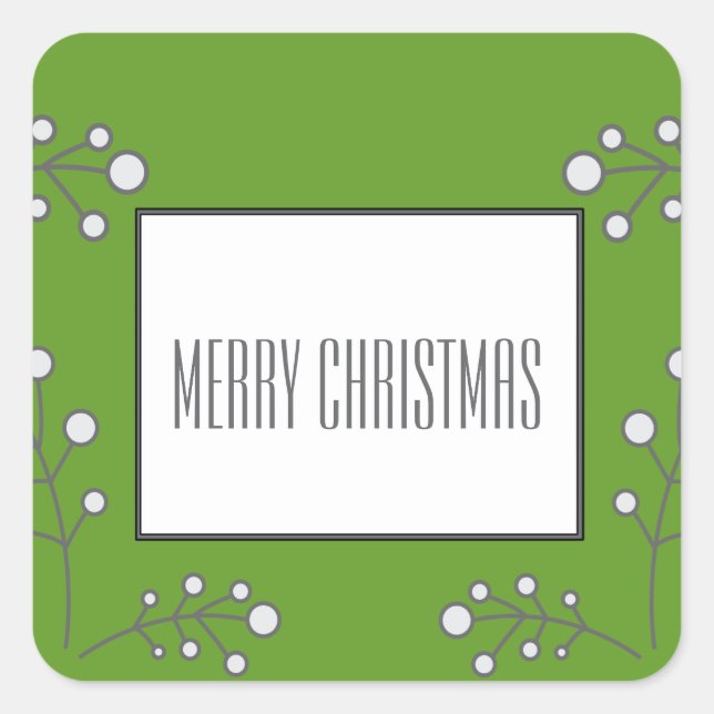 Adesivo Quadrado Autocolantes de férias de Berry Moderno Verde (Frente)