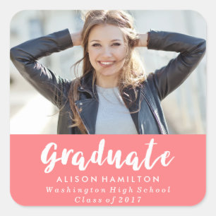 Adesivo Quadrado Autocolantes de Foto para Graduação em Chic Mode