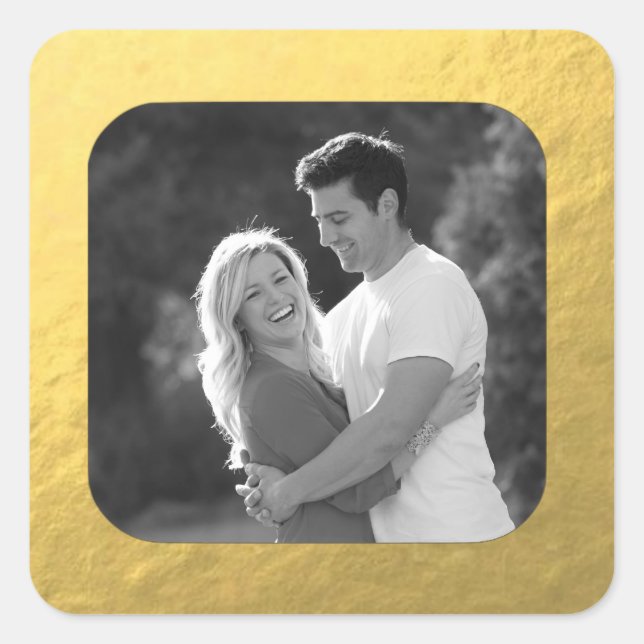 Adesivo Quadrado Autocolantes de fotos Douradas, retrorreflectores, (Frente)