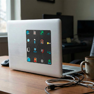 Adesivo Quadrado Autocolantes de ícones da Web