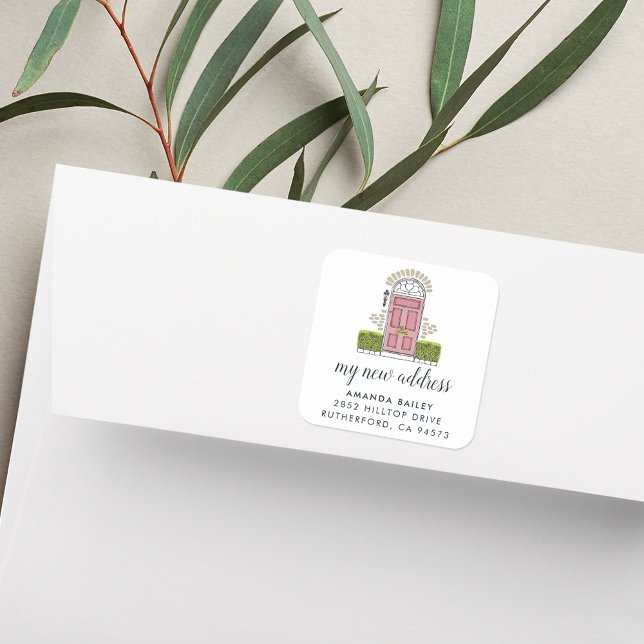 Adesivo Quadrado Autocolantes de movimento da porta rosa (Criador carregado)