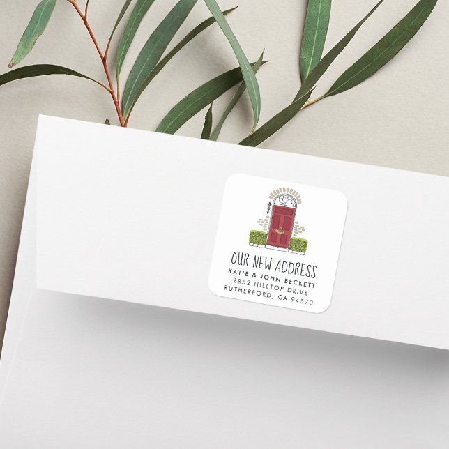 Adesivo Quadrado Autocolantes de movimento da porta vermelha (Criador carregado)