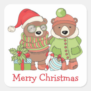 Adesivo Quadrado Autocolantes de Natal com Imagem Retro Bonita Pern