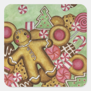 Adesivo Quadrado Autocolantes de Natal Feriados