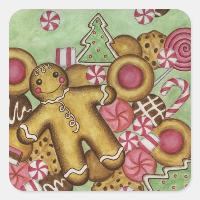 Adesivo Quadrado Autocolantes de Natal Feriados (Frente)