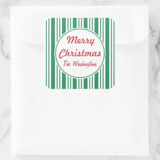 Adesivo Quadrado Autocolantes de presente de Natal Verde Personaliz (Bolsa)