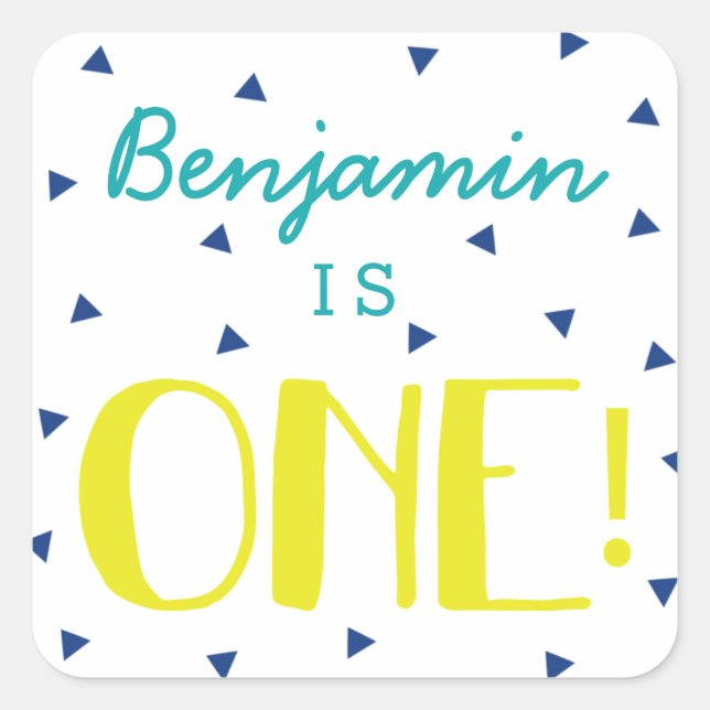 Adesivo Quadrado Autocolantes de primeiro aniversario de Confetti d (Frente)