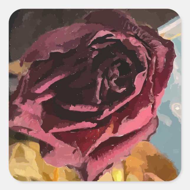 Adesivo Quadrado Autocolantes de Rosa (Frente)