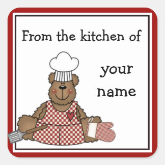 Adesivo Quadrado Autocolantes de ursos de cozinha personalizados
