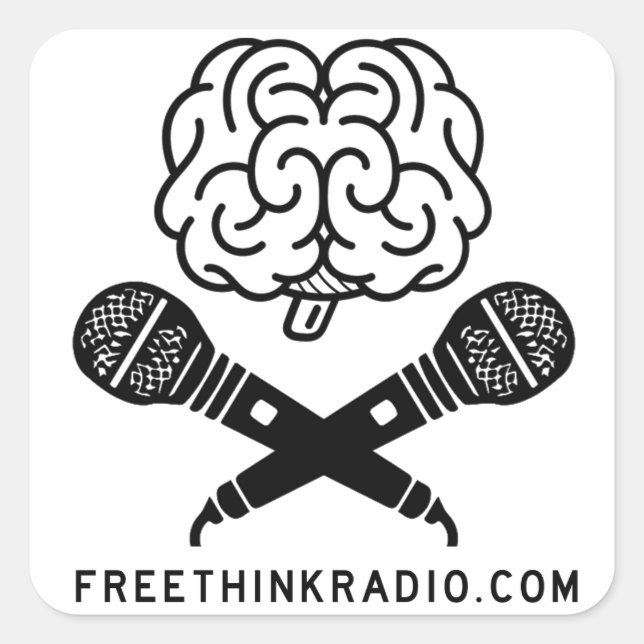 Adesivo Quadrado Autocolantes do Brainbones FreeThinkRadio (Frente)