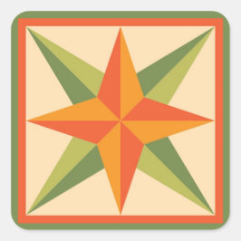 Adesivo Quadrado Autocolantes - Estrela biselada (laranja/verde)