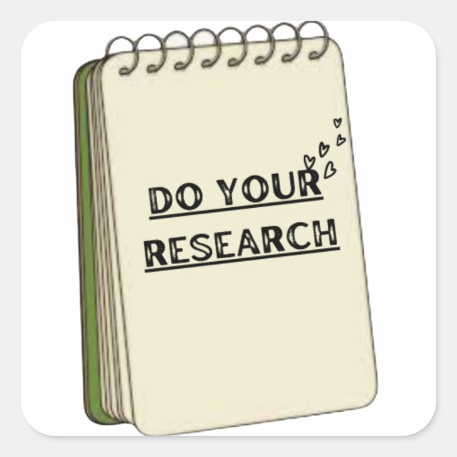 Adesivo Quadrado Autocolantes "Faça sua pesquisa" (Frente)