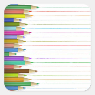 Adesivo Quadrado Autocolantes - Lápis Colorido
