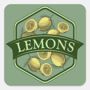 Adesivo Quadrado Autocolantes LEMONS - Personalizáveis