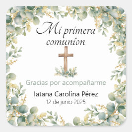 Adesivo Quadrado Autocolantes Mi Primera - Primeira Comunhão
