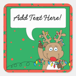 Adesivo Quadrado Autocolantes na Praça de Natal Rudolph Personaliz