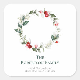 Adesivo Quadrado Autocolantes personalizados da coroa de Natal