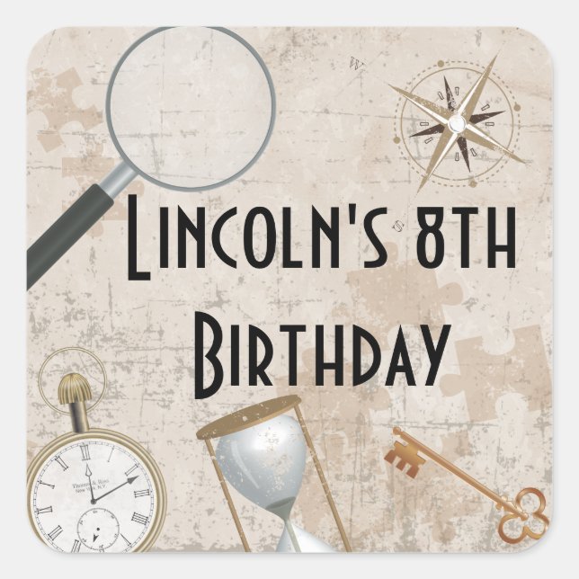 Adesivo Quadrado Autocolantes personalizados da Sala de Escape (Frente)