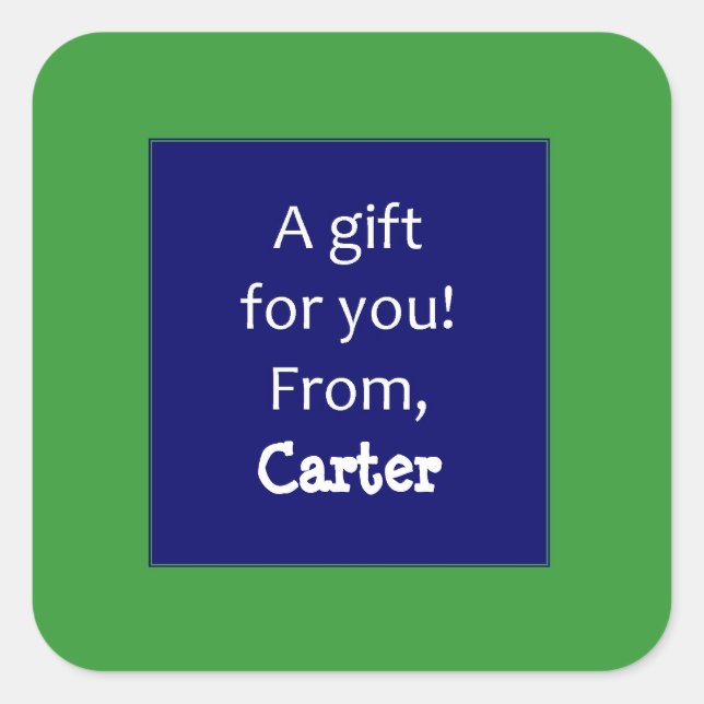 Adesivo Quadrado Autocolantes Personalizados De Marinho E Verde (Frente)