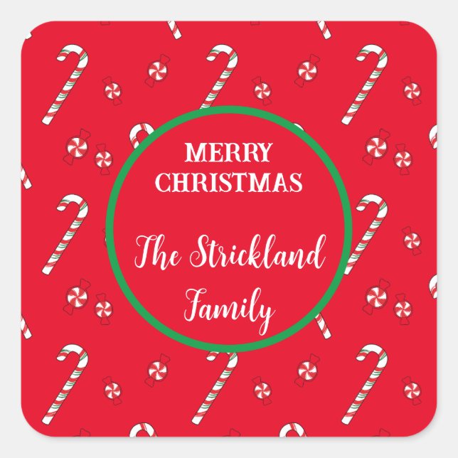 Adesivo Quadrado Autocolantes personalizados para o Natal (Frente)