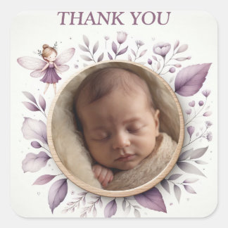 Adesivo Quadrado Autocolantes personalizáveis "Obrigado" com quadro