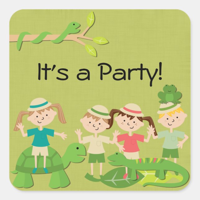 Adesivo Quadrado Autocolantes Safari Personalizados (Frente)