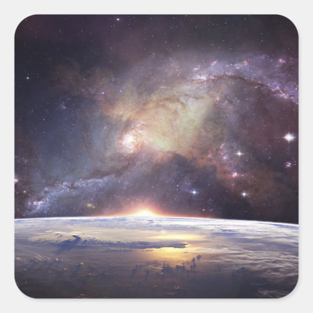 Adesivo Quadrado autocolantes terrestres e espaciais (Frente)