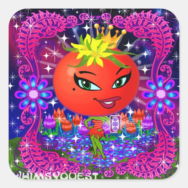 Adesivo Quadrado Autocolantes WQ Saucy Tomato "Diga Queijo" (Frente)