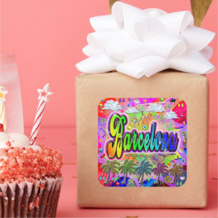 Adesivo Quadrado Autocollant de Barcelona Vista Express