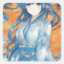 Adesivo Quadrado Autocollant fille manga leu