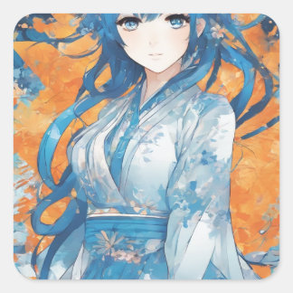 Adesivo Quadrado Autocollant fille manga leu