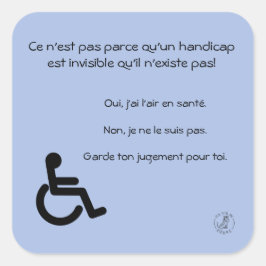 Adesivo Quadrado Autocollant handicap invisible