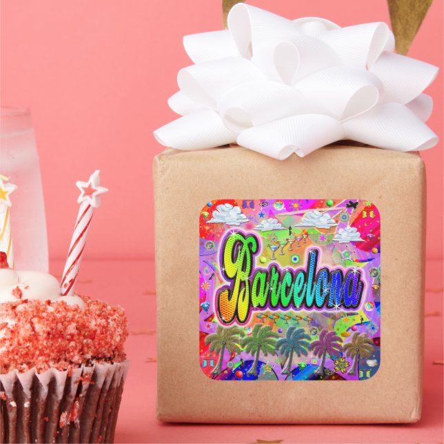 Adesivo Quadrado Autocoloante Barcelona Vista Express (Festa)