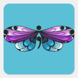 Adesivo Quadrado Autoconsciência Butterfly Semi-colon Sticker