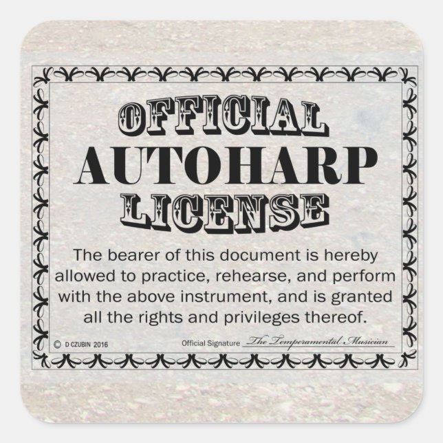 Adesivo Quadrado Autoharp License Square Sticker (Frente)