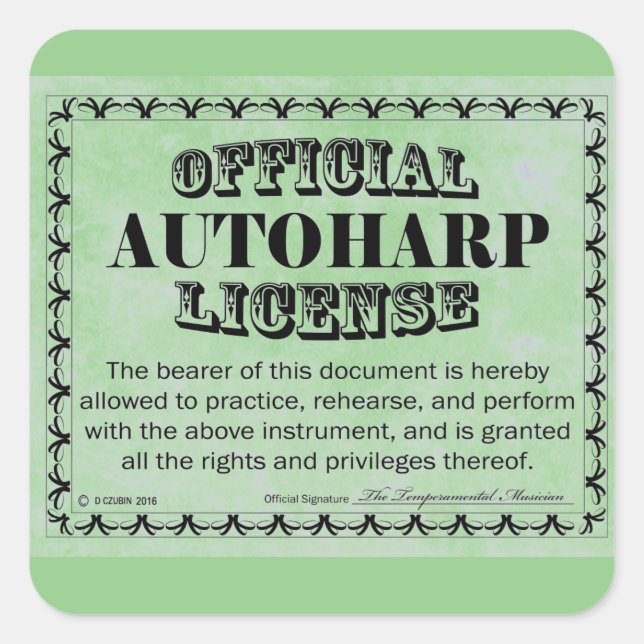 Adesivo Quadrado Autoharp License Square Sticker (Frente)