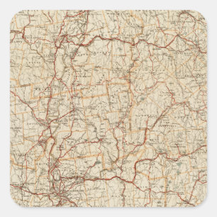 Adesivo Quadrado Automobile map Massachusetts Vintage Geographic ca
