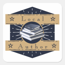 Adesivo Quadrado Autor local, pilha de livros