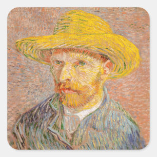 Adesivo Quadrado Autorretrato impressionista de Vincent Van Gogh pi