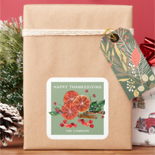 Adesivo Quadrado Autoumn Orange Slices Cinnamon Sticks Personalizad