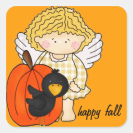 Adesivo Quadrado Autumn Angel com Pumpkin & Crow - Feliz Queda