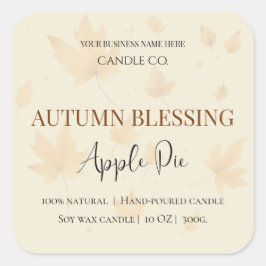 Adesivo Quadrado Autumn Blessing Apple Pie | Fall Candle Label