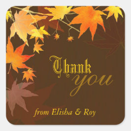 Adesivo Quadrado Autumn Bliss Maple Wedding Obrigado