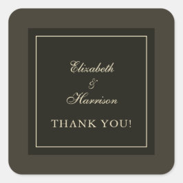 Adesivo Quadrado Autumn Brown Hues & Ivory Wedding Obrigado